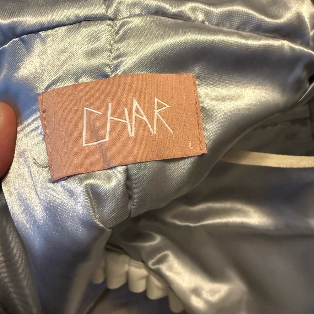 NWOT RARE Char Workroom Metallic High Waist Cheeky Shorts Silver Ruffle L - Picture 9 of 14
